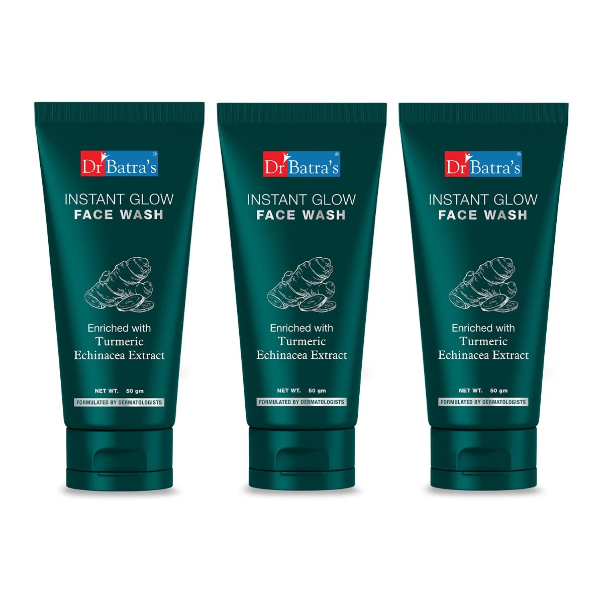 

Dr Batra s Instant Glow Face Wash 50 gmX Pack of 3 Daily Brightening Cleanser For Healthy Glowing Skin