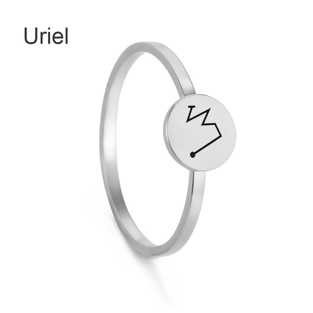 Dawapara Archangels Seals Ring Michael Gabriel Solomon Symbol Laser Engraved Protection Talisman Stainless Steel Jewelry 6&Steel color