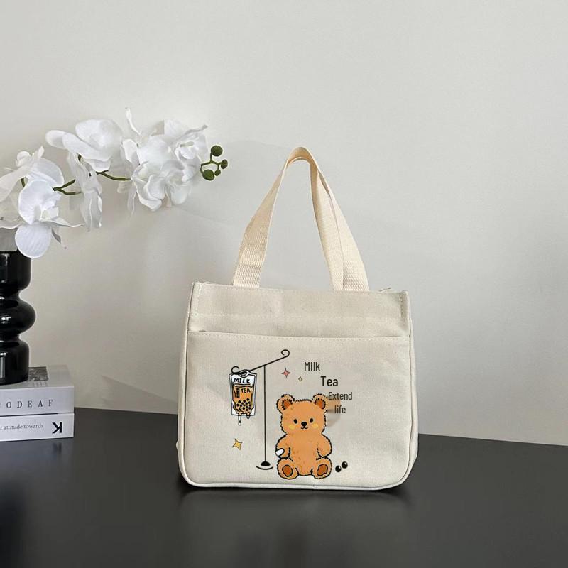 Stylish Canvas Commuter Tote with Zipper - Trendy Lunch Box Handbag for Women