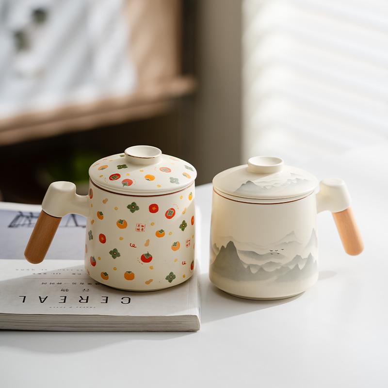 Thousand Li of Mountains and Rivers Ceramic Office Mug - Cultural and Creative Gift for Clients