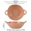 Ceramic Salad Bowl with Handle Binaural Bowl Irregular Ceramic Kitchen Soup Noodles Dessert Salad Bowl Heat-resistant Design 1PC