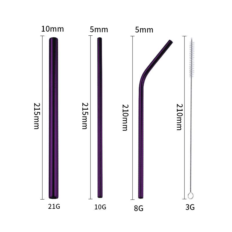 4PCS Stainless Steel Straw Reusable Metal Drinking Straw With Cleaner Brush For Home Party Barware Bar Accessories