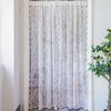 1 Panel White Lace Door Curtain, Sheer Room Divider Curtain, Retro Scalloped Floral Lace Curtain with Rod Pocket for Bedroom Balcony