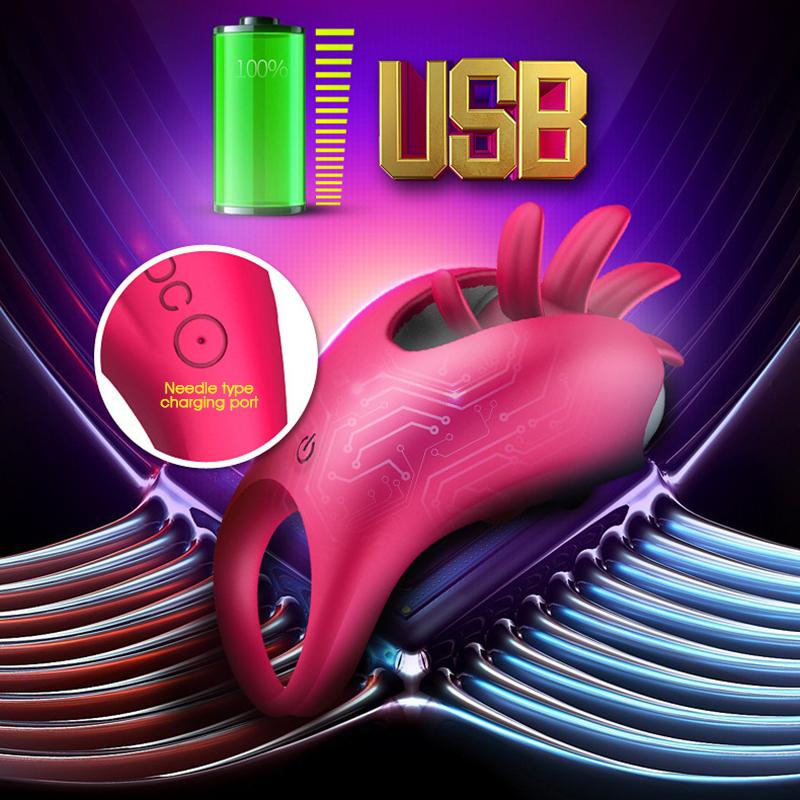 Rotation Oral Tongue Licking Vibrator Vagina Clitoris Stimulate Sex Toys For Couples Flirt Penis Vibrator Ring