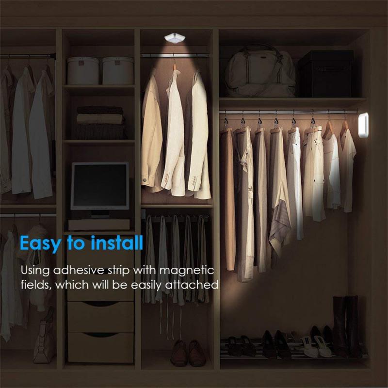 Battery Powered LED Motion Sensor Night Light Wireless Lighting Stairs Light Bedroom Wall Lamp For Cupboard Toilet Wardrobe Home