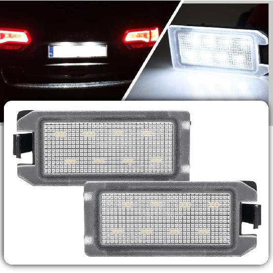 2Pcs LED License Plate Light Lamp Assembly For Jeep Grand Cherokee 2014 2015 2016 2017 2018 Fiat 500 2013- Super Bright 6000K Xenon White Rear Tag