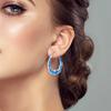 925 Silver Geometric Minimalist Blue Series Jewelry Fashion Zircon Circle Hoop Earring For Women S925 Gift Accessories