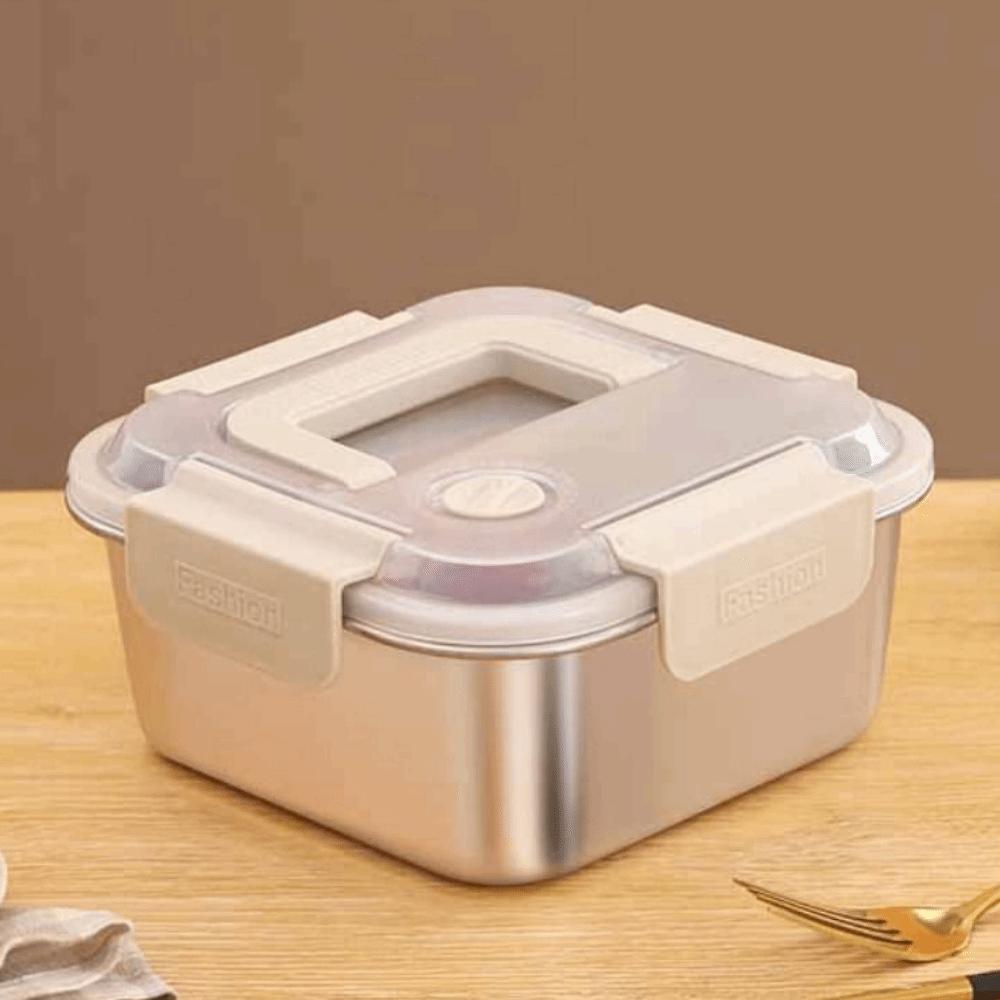 1800ML Stainless Steel Crisper Box Square Thickened Portable Crisper Box Reusable with Handle Sealed Lunch Box Camping Trip