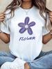 Simple Floral Illustration FLOWER Pattern Print Spring-summer Women's T-shirt. Suitable for Daily Ca