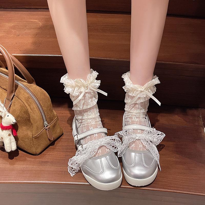 Mary Jane Black Women's Shoes New Summer Hollow Design Versatile Shallow Mouth Single Shoes Ballet Shoes