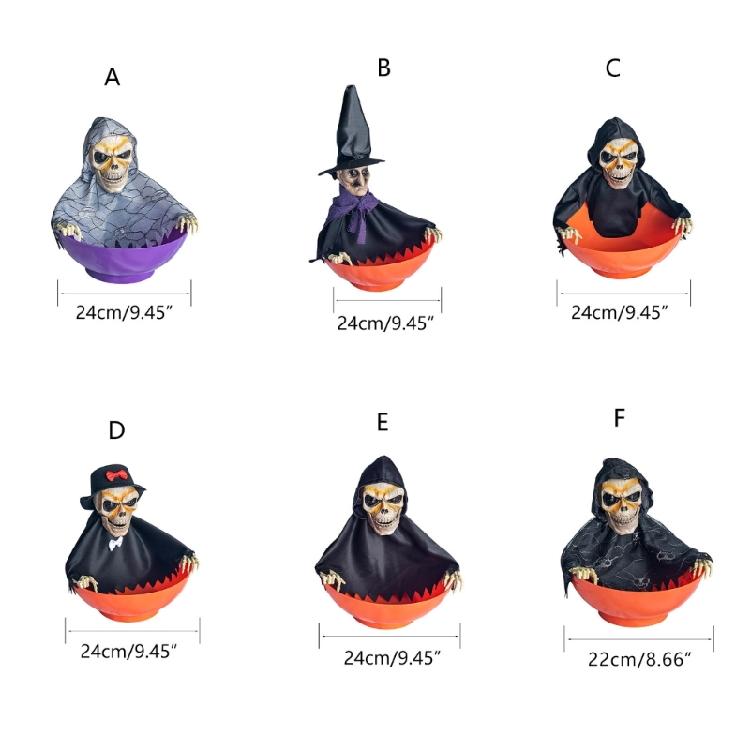 Spooky Motion Activated Skeleton Candy Holder with Light Up Red Eyes