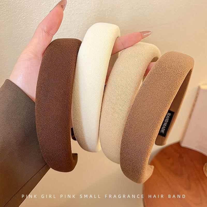 1/2/3/5pcs Wild Solid Color Sponge Headband for Women Fashion Girl Wash Face Wide Edge Simple Hair Band