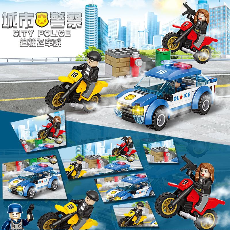Compatible Lego City Police Chase Car Thieves Children 6 Years Old Assembled Building Blocks Toy Gift
