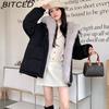 BITCED Detachable Oversized Fur Collar Down Jacket for Women Winter Thickened Waist-Defining Fur-Trimmed Parka