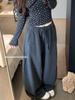High Waist Drawstring Wide Leg Casual Pants for Women - Autumn/Winter Plus Velvet Trendy Style
