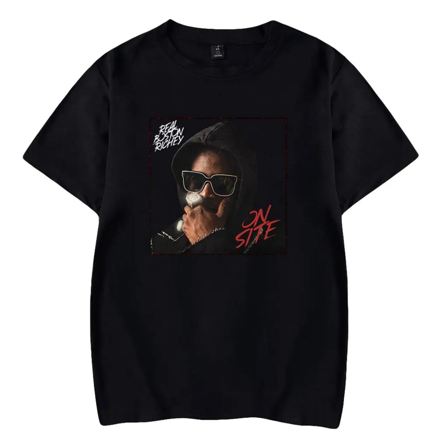 

Real Boston Richey Tshirt Crewneck Short Sleeve T-shirt Men Women Streetwear Printing Casual Fashion Hip Hop Clothes S чёрный