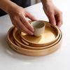 Bamboo Tray Round Handcrafted Tea Serving Plate For Home Tea Sets