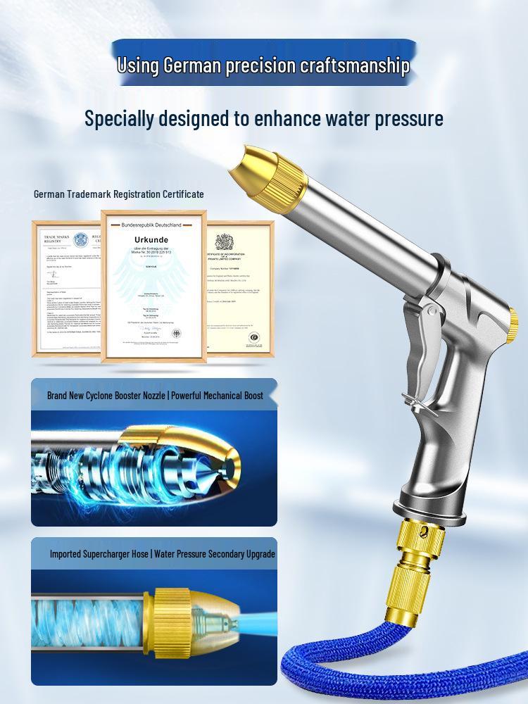 High-Pressure Car Wash Water Gun with Telescopic Hose and Powerful Nozzle for Home Use