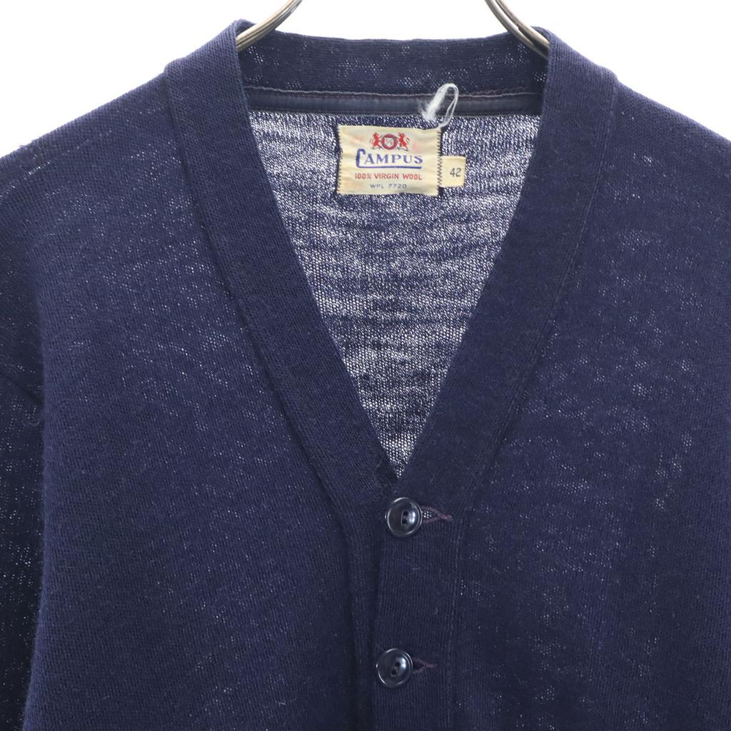 Campus 50s Vintage Wool Blend Long Sleeve Cardigan 42 Navy Men's Used