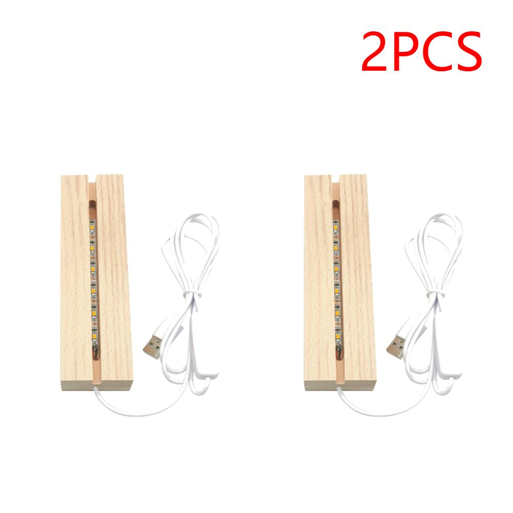 1-10PCS LED Wood Light Display Crystal Wooden Lighted Base Stand Acrylic Light Plate Base USB Wooden Base for Resin Art Light