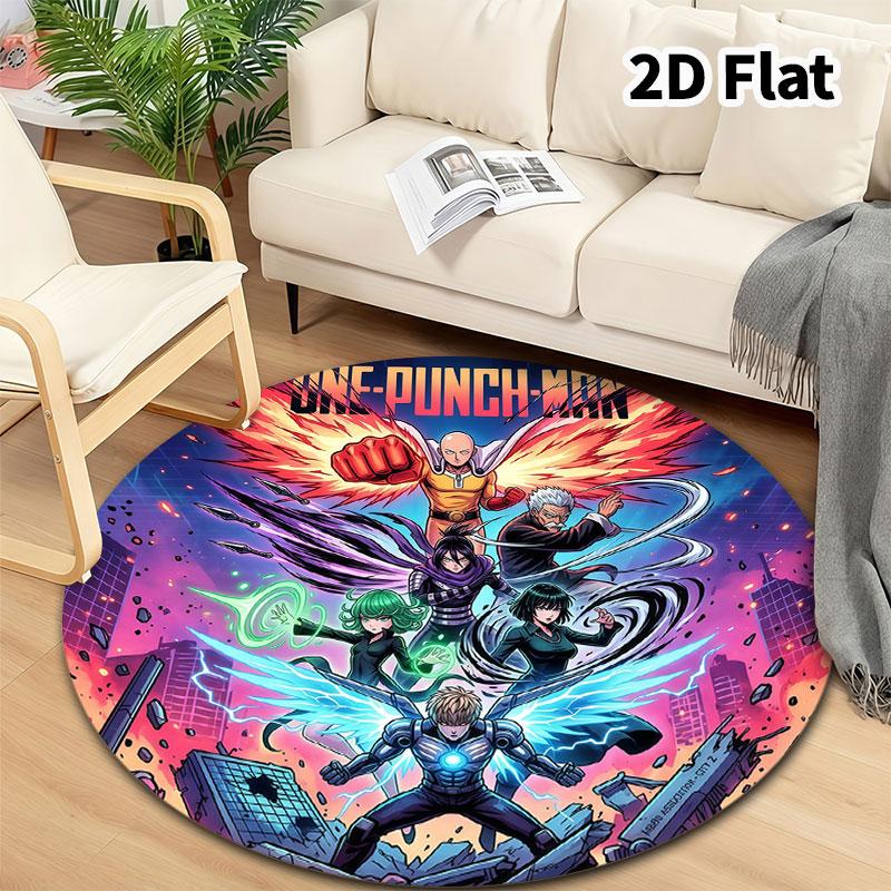 Onepunch Man Round Area Rug Carpet Rug For Living Room Bedroom Sofa Playroom Decor Nonslip Floor Mat
