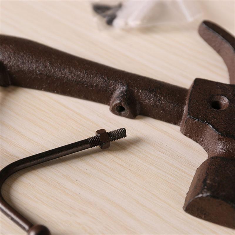Retro Cast Iron Wall Mounted Hooks Hammer Wrench Style Keys Hat Holder Vintage Industrial Decoration for Home Bar Restaurant