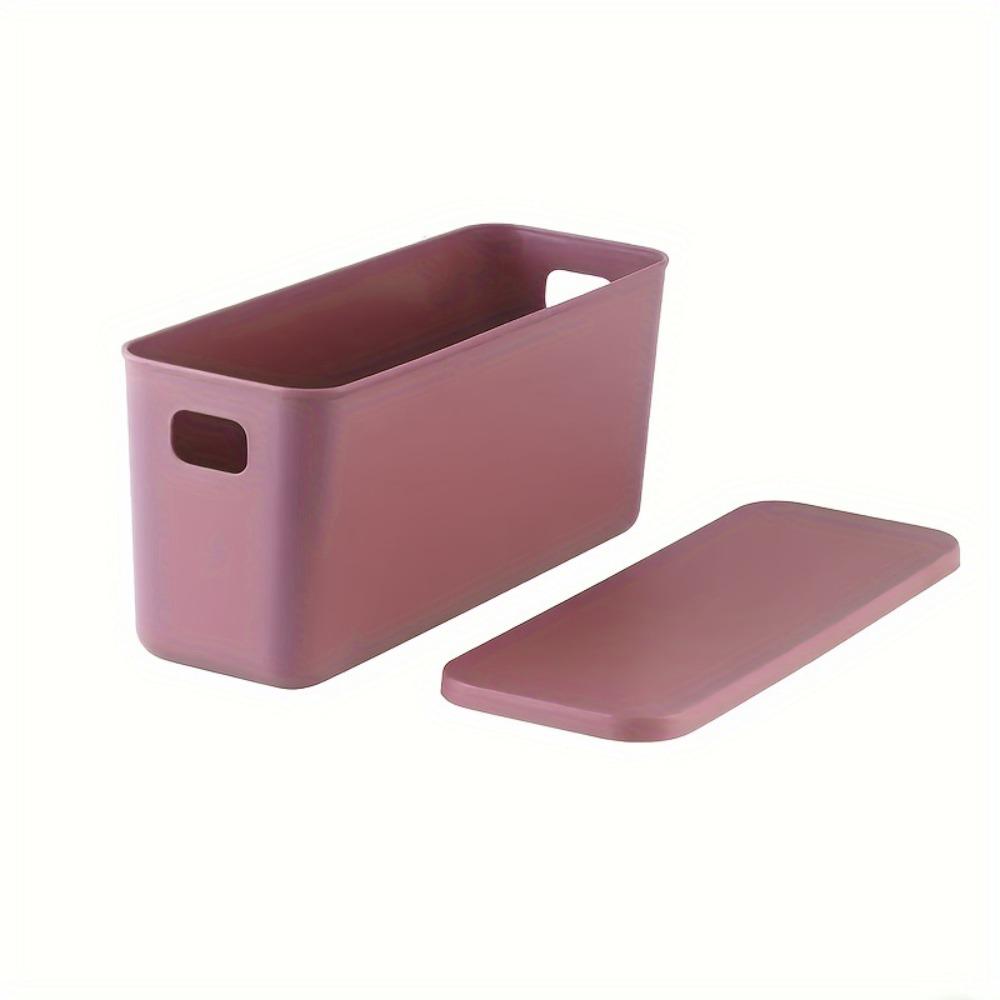 With Lid Storage Basket Plastic Material Narrow Long Storage Box Underwear Storage Sandwich Storage Desktop Box Dormitory Use