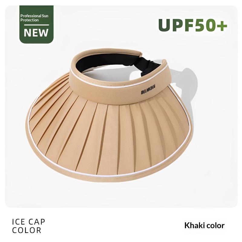 2026 Women'S Summer Large Brim Open Empty Top Sun Hat Upf 50+ Foldable Sunshade Hat Uv Protect Sun Protection Sun Cap