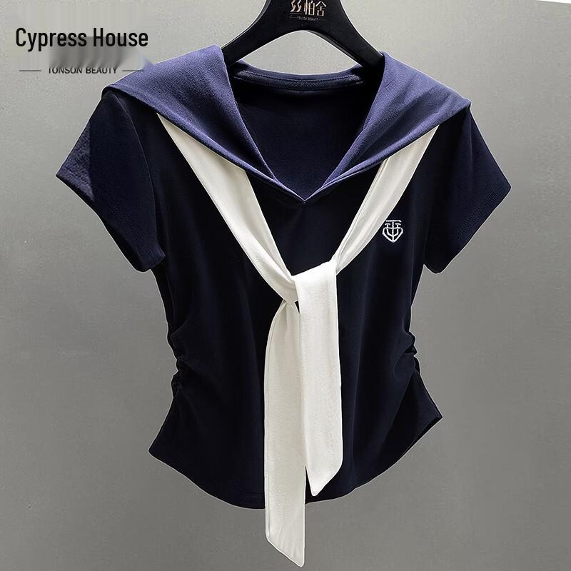 Women s Academy Style Slim Fit T-Shirt One Size темно-синий