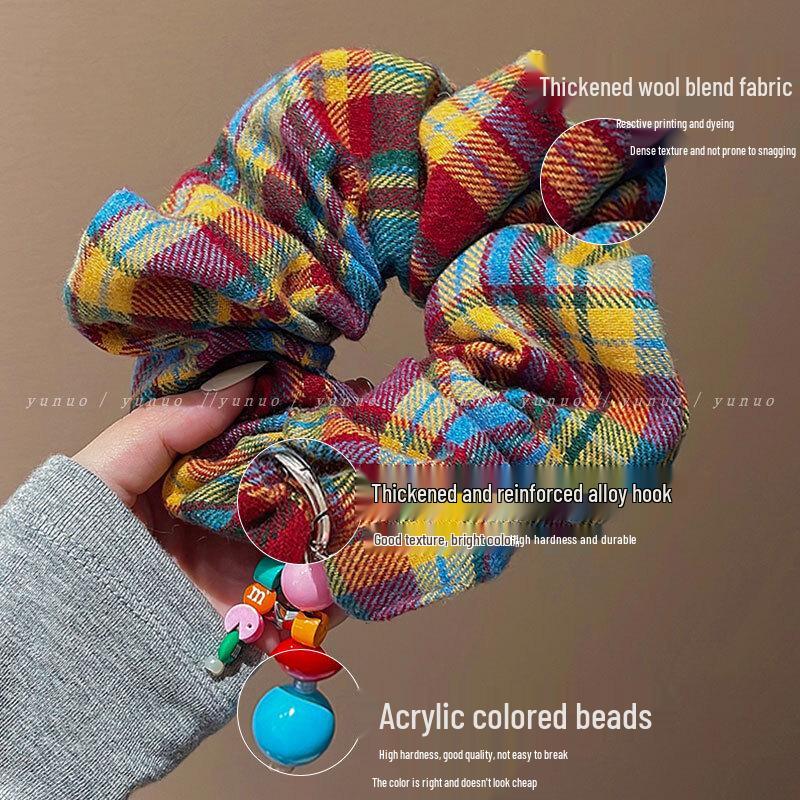 Herbst/Winter 2024 Buntes Karomuster Hohelastisches Haargummi für Damen