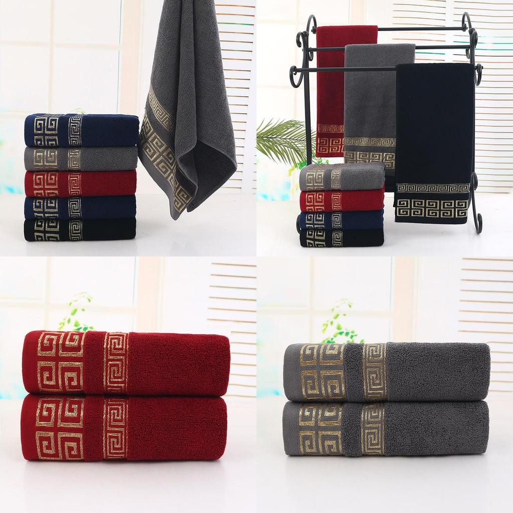 Embroidered Bath Cotton Towel Washcloth Solid Color Extra Thick Daily Women Men