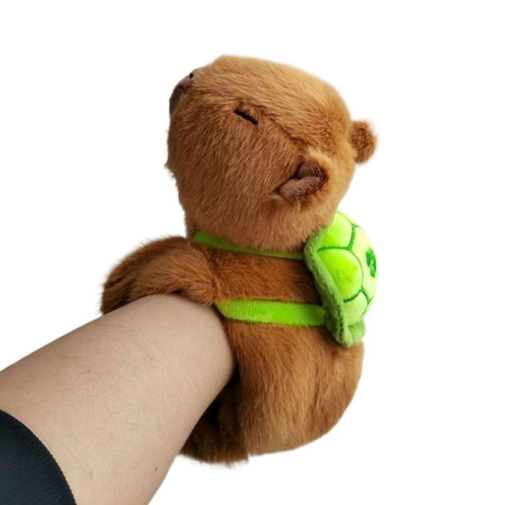 Simulation Capybara Stuffed Animal Plush Toy Handheld Wrist Fluffy Capybara Doll Slap Bracelet Soft Plush Wrist Band Gift