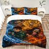 3pcs Demon Slayer Four Elements Printed Bedding Set, Soft and Comfortable Quilt Cover for Bedroom, Guest Room .H023