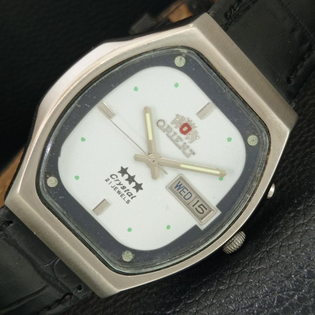 ВИНТАЖНЫЕ ORIENT CRYSTAL АВТОМАТИЧЕСКИЕ 46941 ЯПОНИЯ МУЖСКИЕ БЕЛЫЙ ЦИФЕРБЛАТ ЧАСЫ a704834-1 white