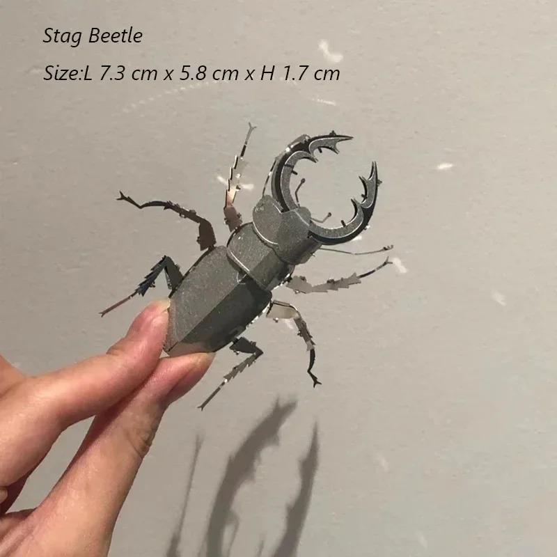3D Metal Puzzle insect Animal Ladybug Mosquito Butterfly Carp Assembly Model DIY Manual Puzzle Jigsaw Toys For Kids Adult