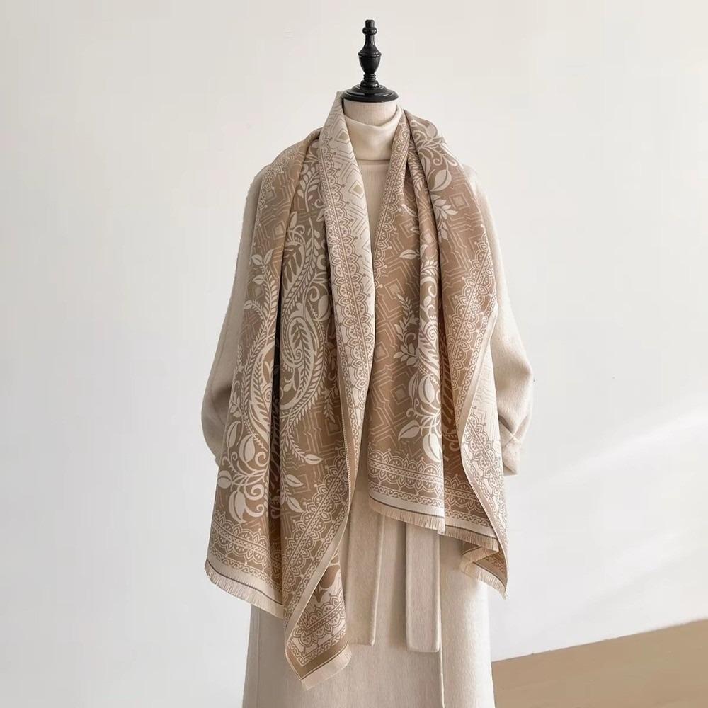 

Cozy Versatile Imitation Cashmere Scarf Windproof Luxury Poncho Scarves Thick Elegant Female Shawl Winter Season