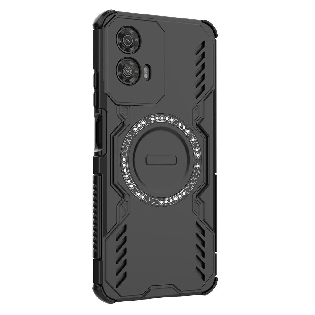 For Motorola Moto G34 5G Magnetic Case Butterfly Armor Hollow Heat Dissipation PC+TPU Phone Cover