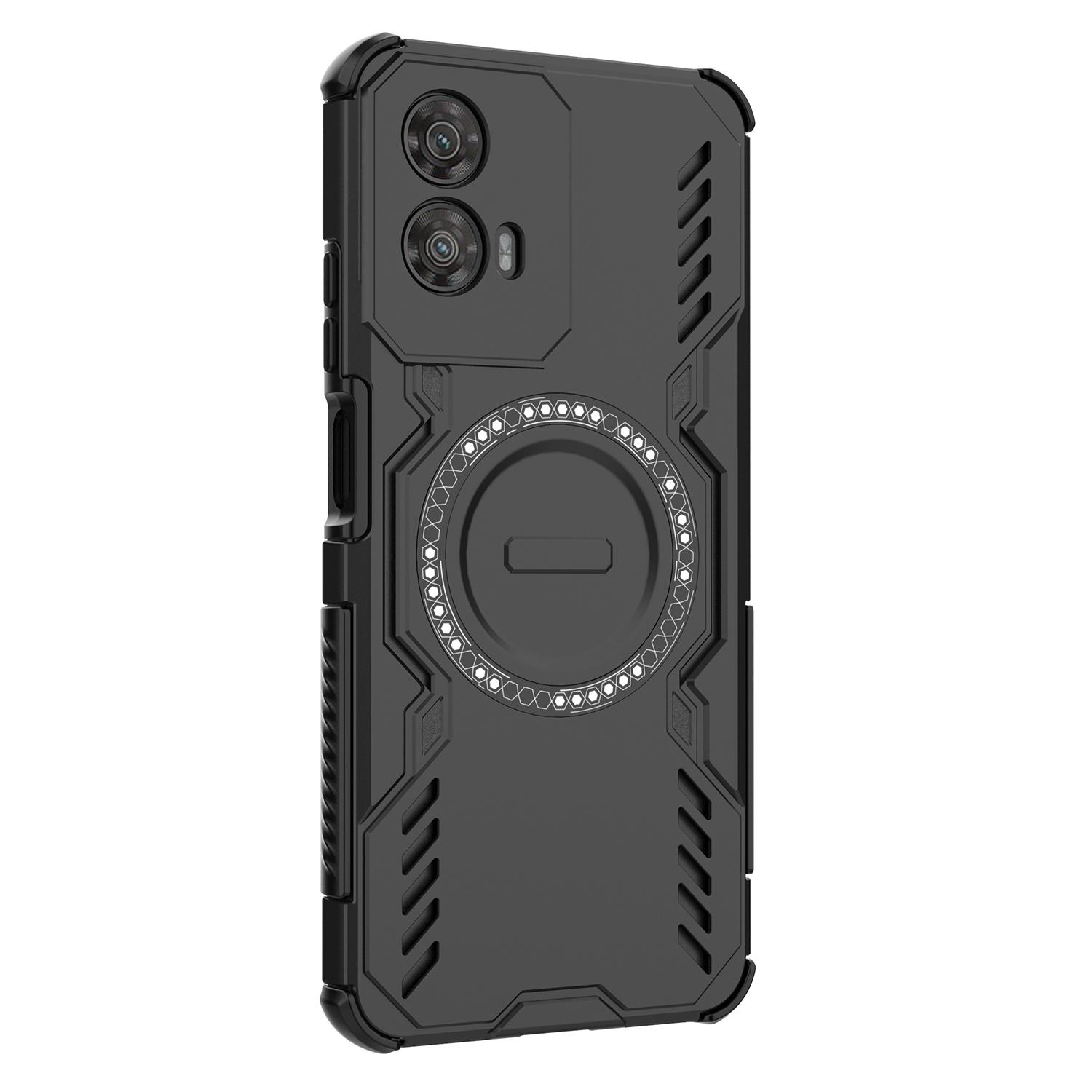 

For Motorola Moto G34 5G Magnetic Case Butterfly Armor Hollow Heat Dissipation PC+TPU Phone Cover Black