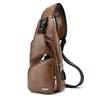 Men's Shoulder Pack Charging Leather Movement USB Chest Bag Sports PU Hiking Sling Bag