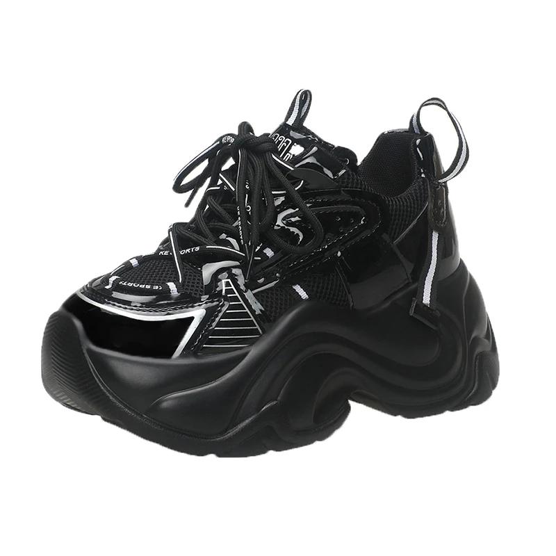 Fashion 7CM Fashion Women's Chunky Sneakers Breathable Platform Sports Shoes Woman Lace Up Thick Bottom Casual Shoes Zapatillas Mujer