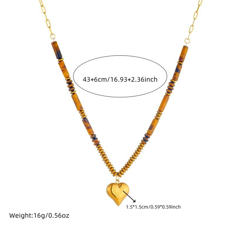 Gold Plated Vintage Tiger's Eye Beaded Pendant Necklace