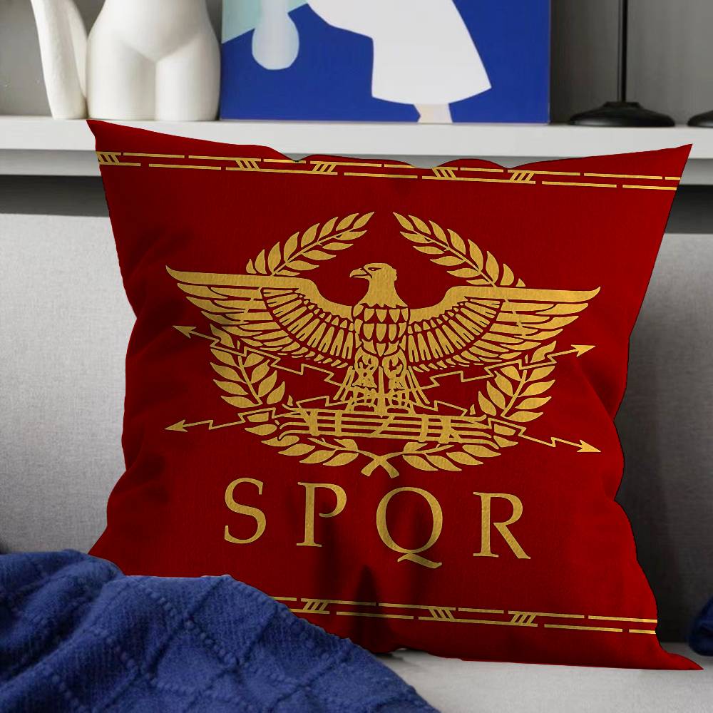 Römische SPQR Bedruckte Kissenbezüge Cartoon Sofa Dekorative Heim Doppelseitiger Druck Kurzer Plüsch Niedlicher Kissenbezug