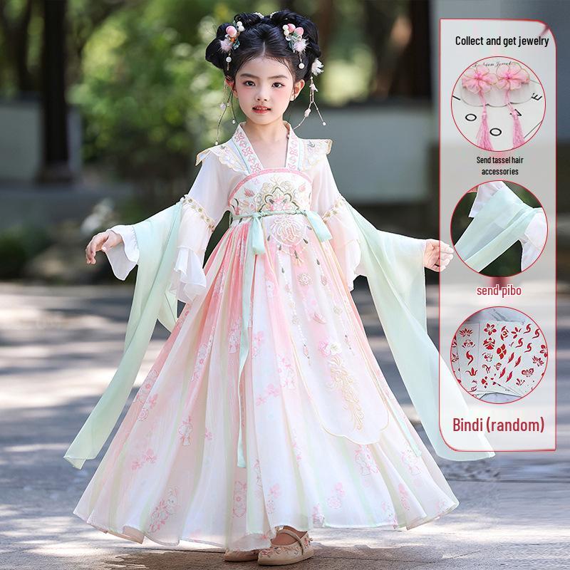 

Ханьфу для девочек 2025: Весенне-осенний костюм танг - платье принцессы в китайском стиле 120 cm