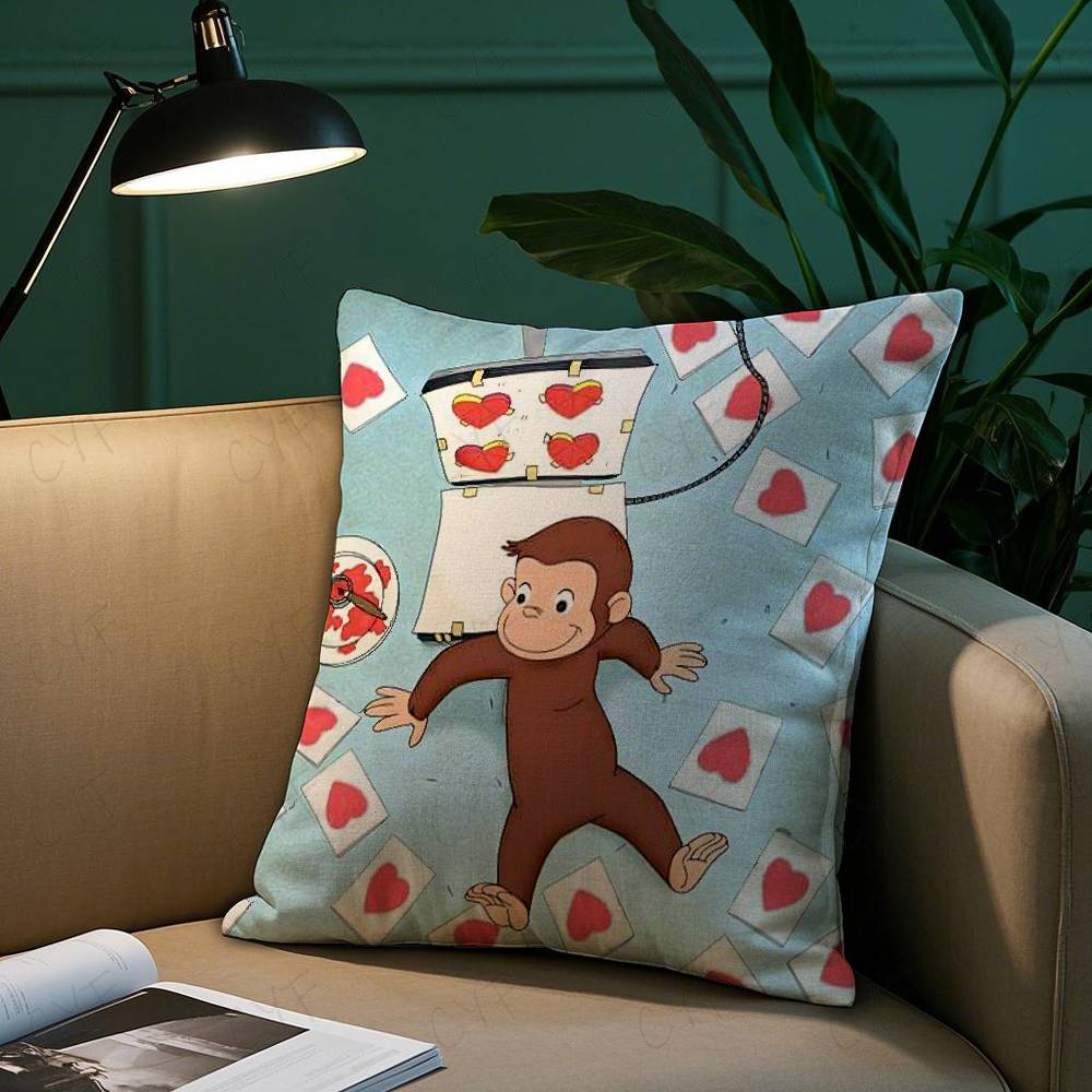 George The Curious Monkey Pillow Case Safe Custom Photo Pillow, Anti-fade Brushed Fleece Cushion, Maternal & Infant Safe.