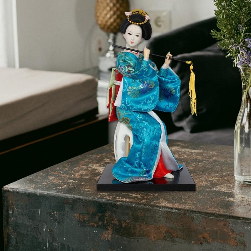Bambole Geishe Giapponesi Decorative da 12 Pollici Figura Kimono per Decorazione Soggiorno e Ufficio O Regalo Culturale