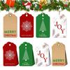 Vintage Style Xmas Party Favors 48 Pcs Merry Christmas Paper Gift Tags with Rope, Seasonal DIY for Hanging Labels Wrapping, Crafts, Holiday