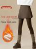 Plus-Size Micro-Flare Skirted Leggings for Women - Warm, Thick, Velvet Base Layer for Spring & Autumn