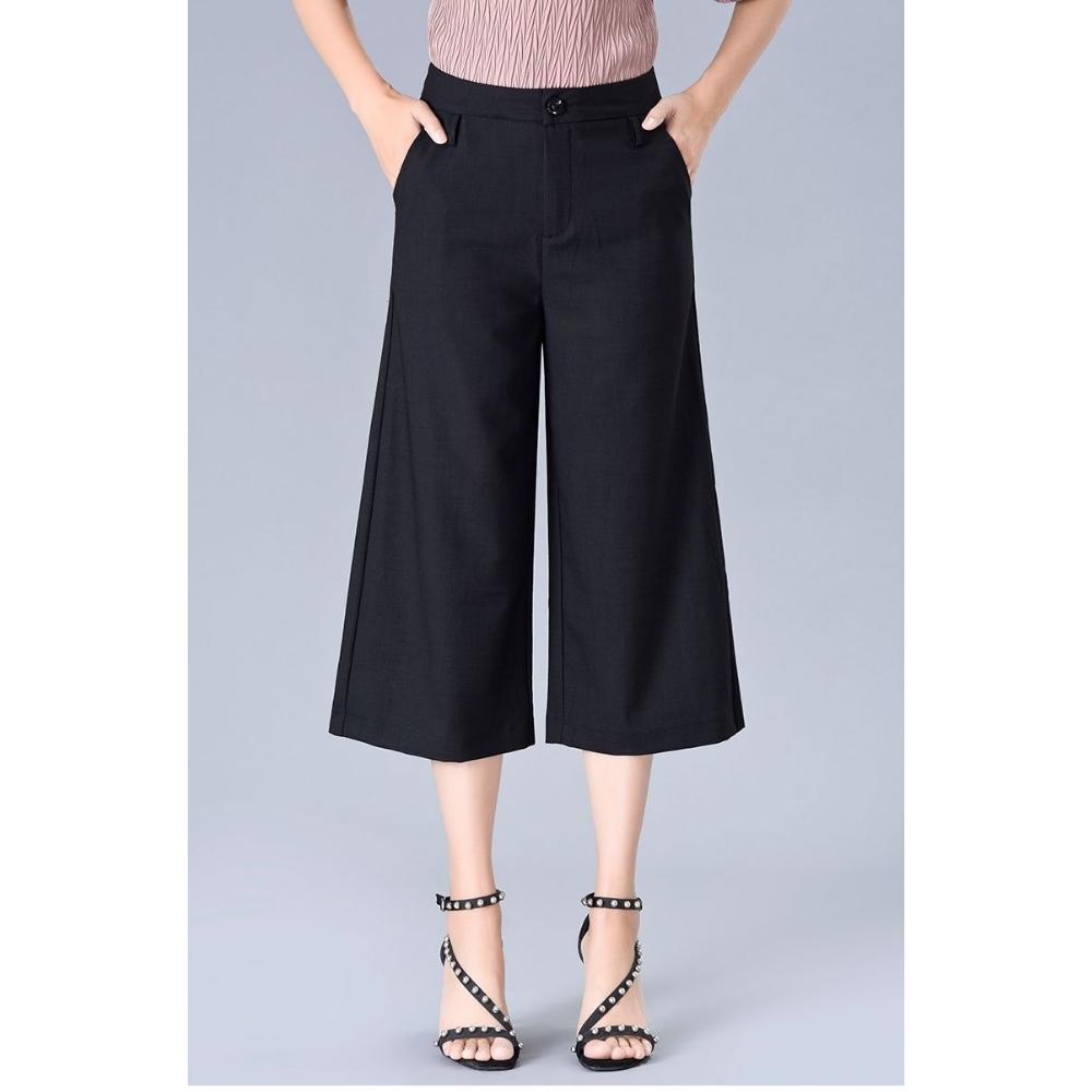 

Wide-leg Pants for Women s Summer Thin Cropped Pants New Summer High-waist Korean Loose Drooping Cropped Pants S чёрный