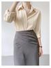 Elegant Women's Green Satin Shirt - Casual Commute Style, Spring Top