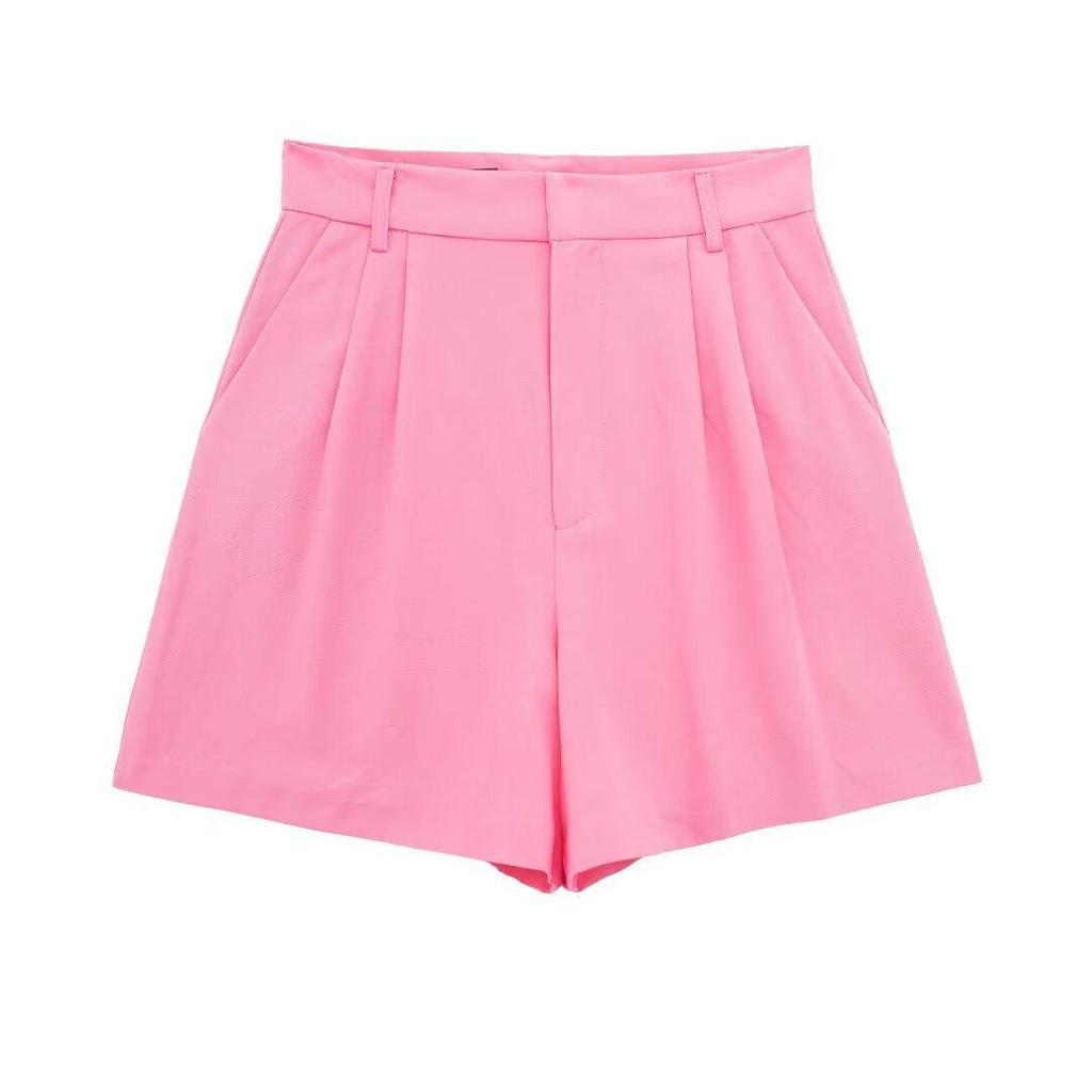 2024 Summer Women's Solid Color Fashion Split Vest & Shorts Set